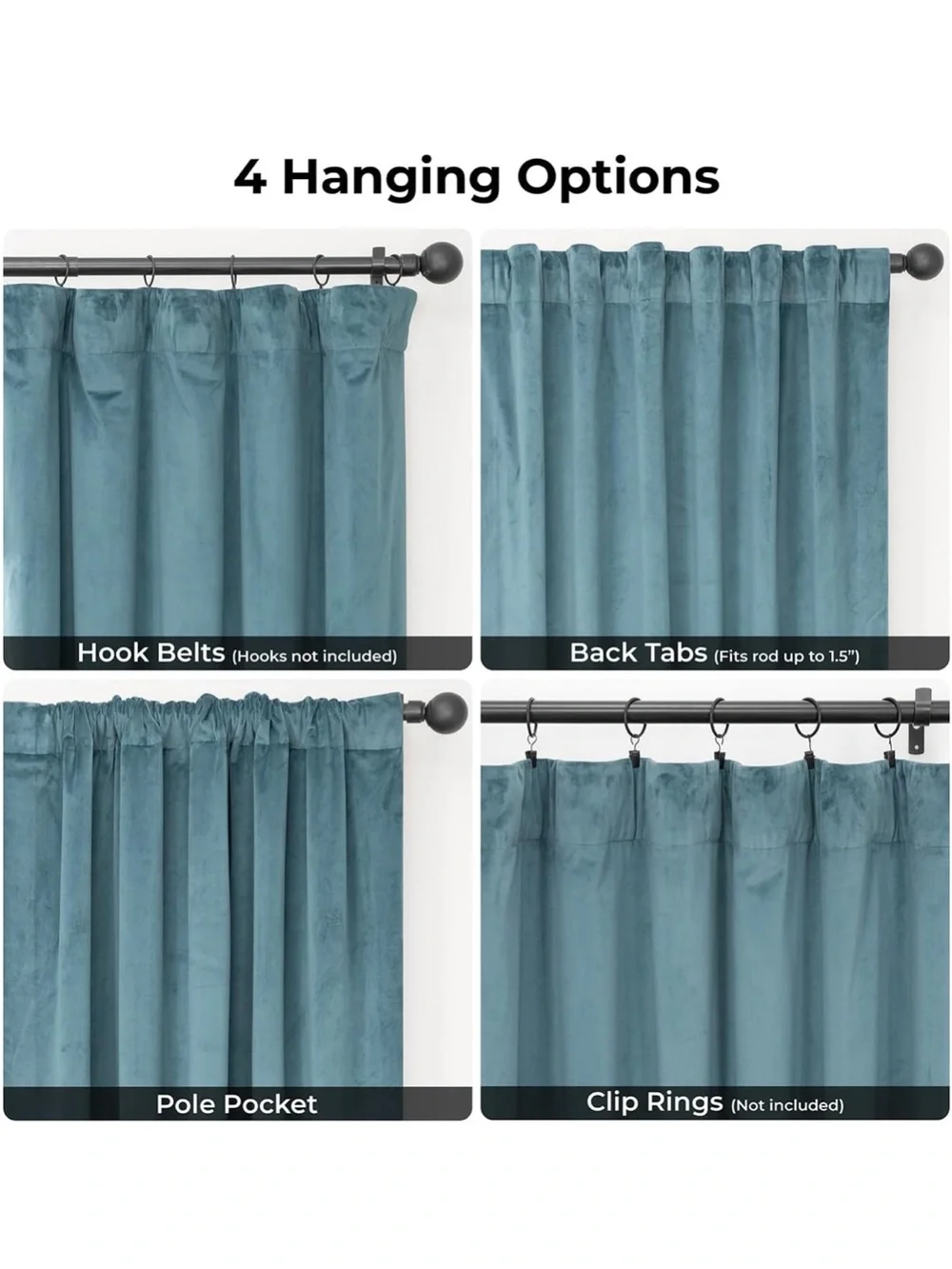 HPD Heritage Plush Velvet Curtain Denmark Blue 50”W x 84”L